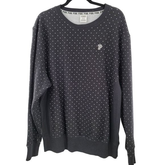 VS PINK Tunic Crew Sweater Size L NWOT Polka Dot - Picture 1 of 5
